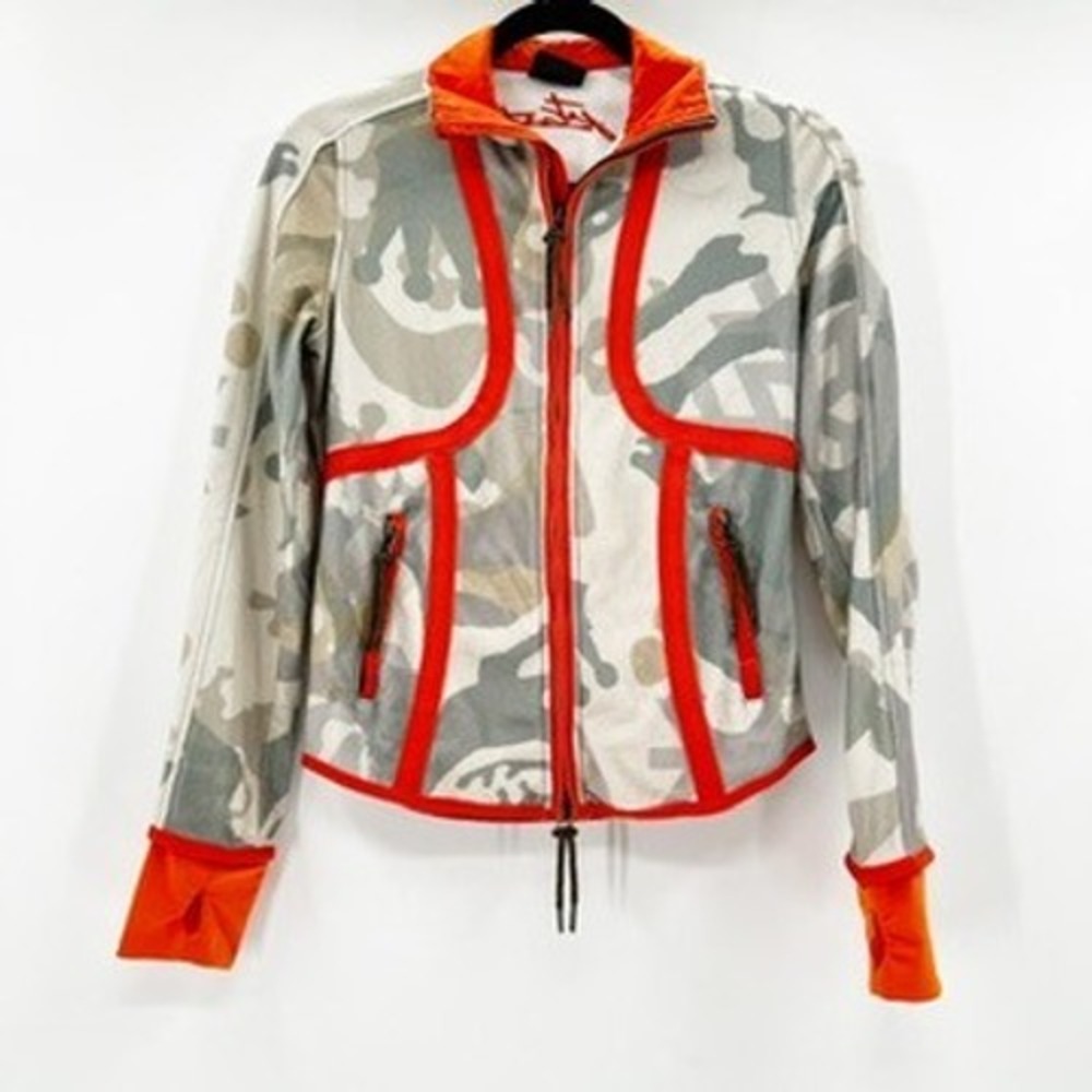 Jet Set Womens Camo Ski Jacket Orange Trim Thumbhole Cuffs Size 0 Small Camo